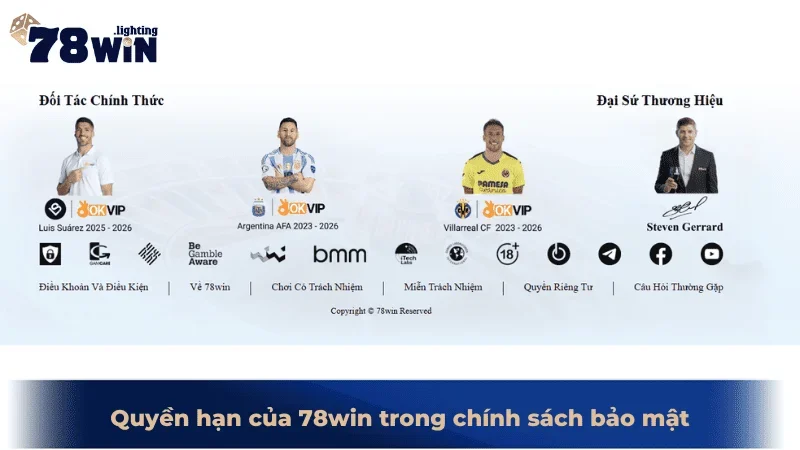 Quyền hạn của 78win trong chính sách bảo mật