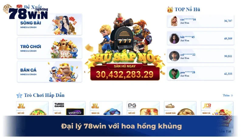 Đại lý 78win với hoa hồng khủng