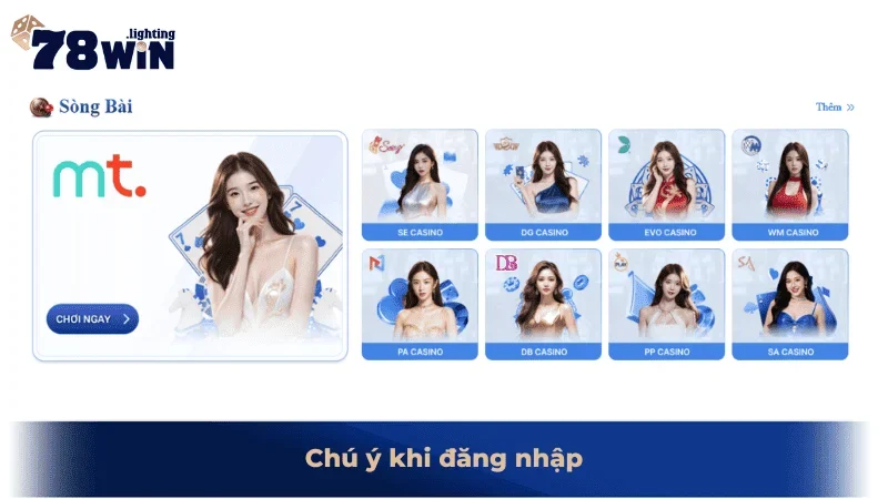 Chú ý khi đăng nhập